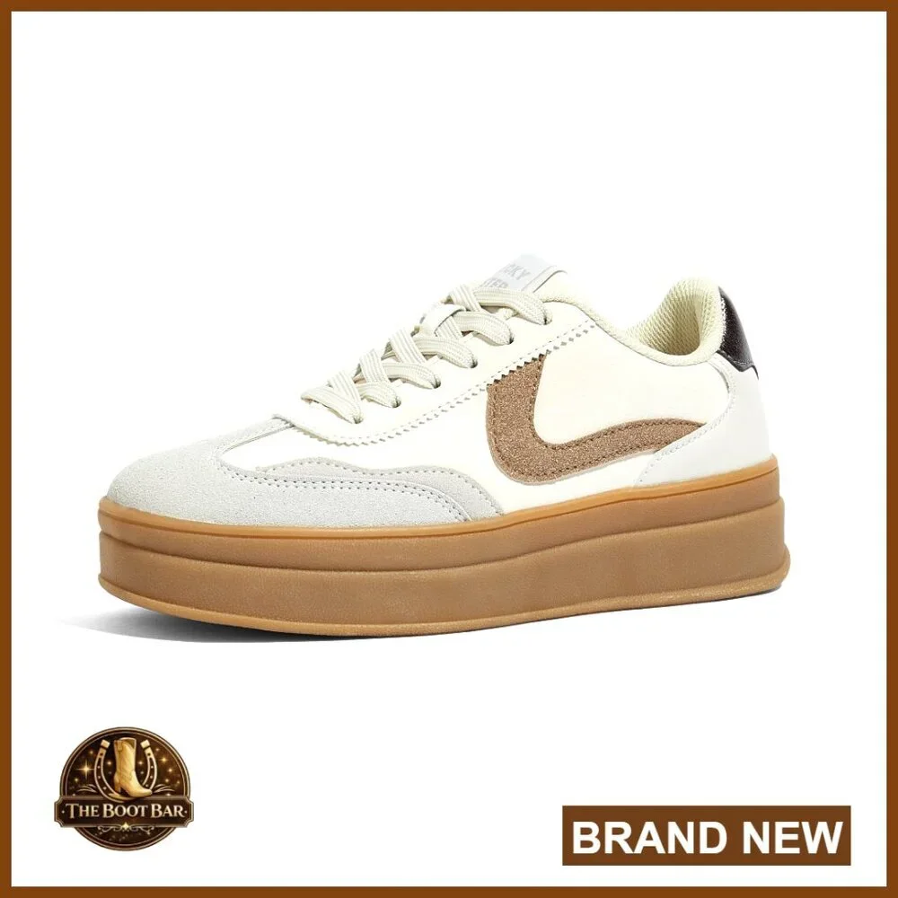 Women's Platform Sneakers Retro Casual Comfortable Walking Shoes Thick Sole